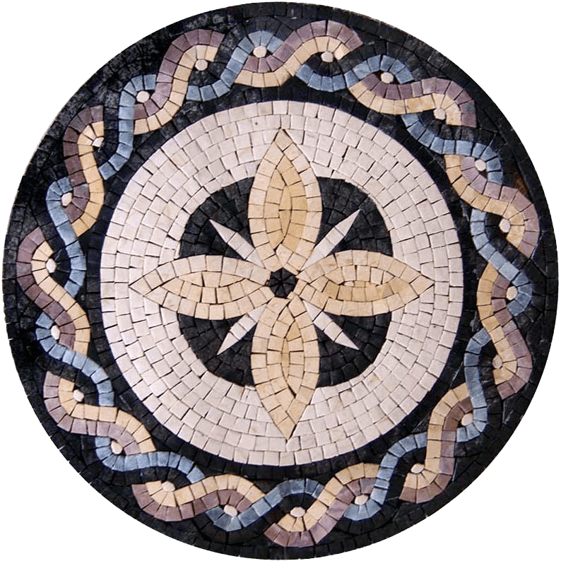 Hand-cut Tile Art - Orchid Medallion Mosaic