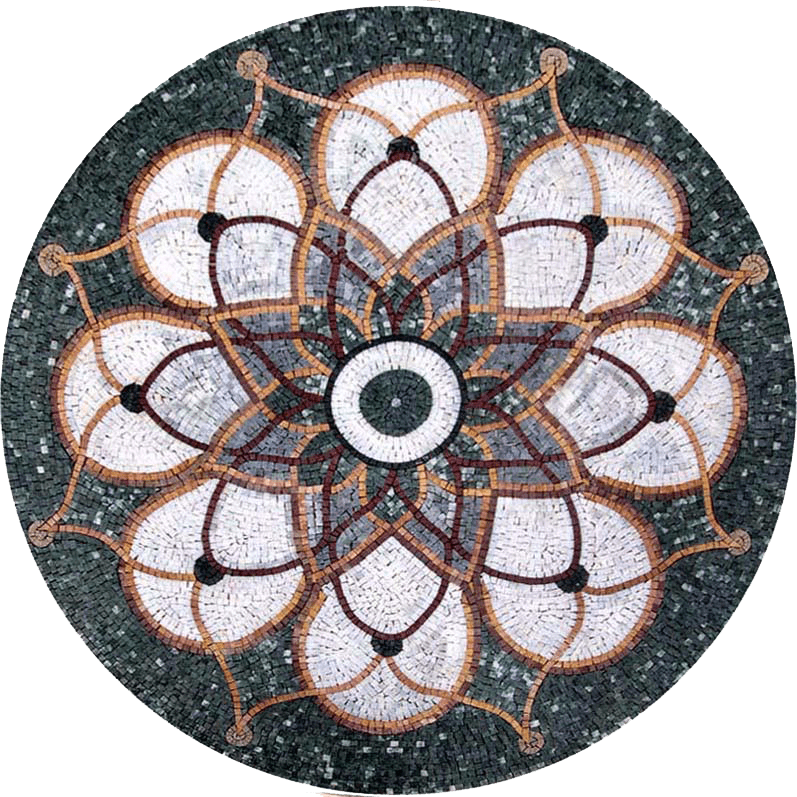 Handcut Marble Flower Mosaic - Larkspur