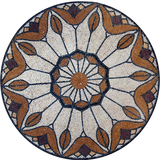 Handcut Stone Floral Medallion- Lorea Mosaic