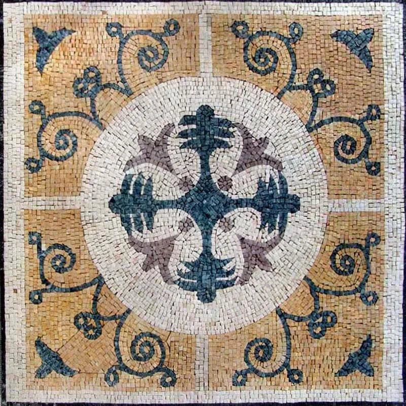 Mosaico de flores em mármore - Cross Vinia