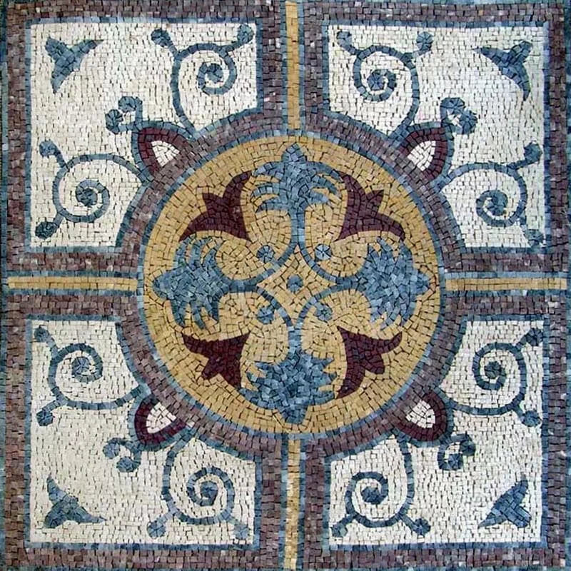 Mosaico de flores em mármore - Vinia