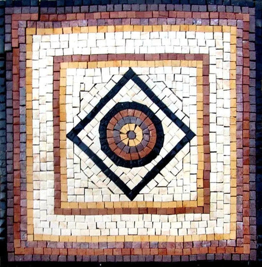 Marble Mosaic Square - Bulls Eye