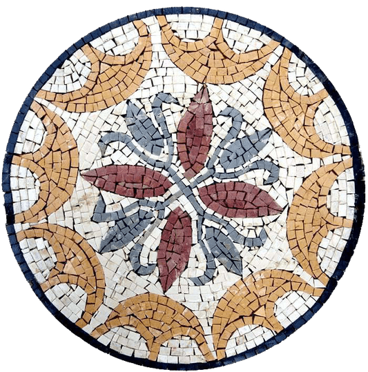 Marble Stone Medallion - Tulip Petals Mosaic