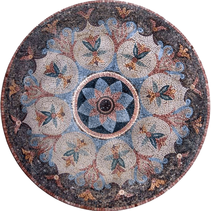 Arte em mosaico de flores de medalhão