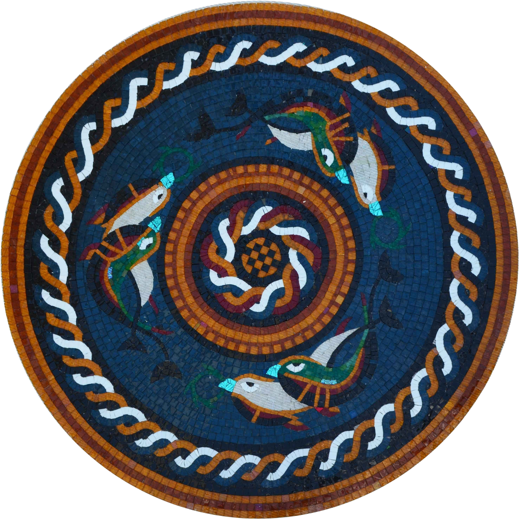 Мозаичный медальон - морское колесо