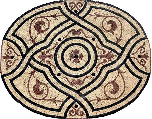 Abstract - Marble Mosaic Oval Floral - Mesh Backing