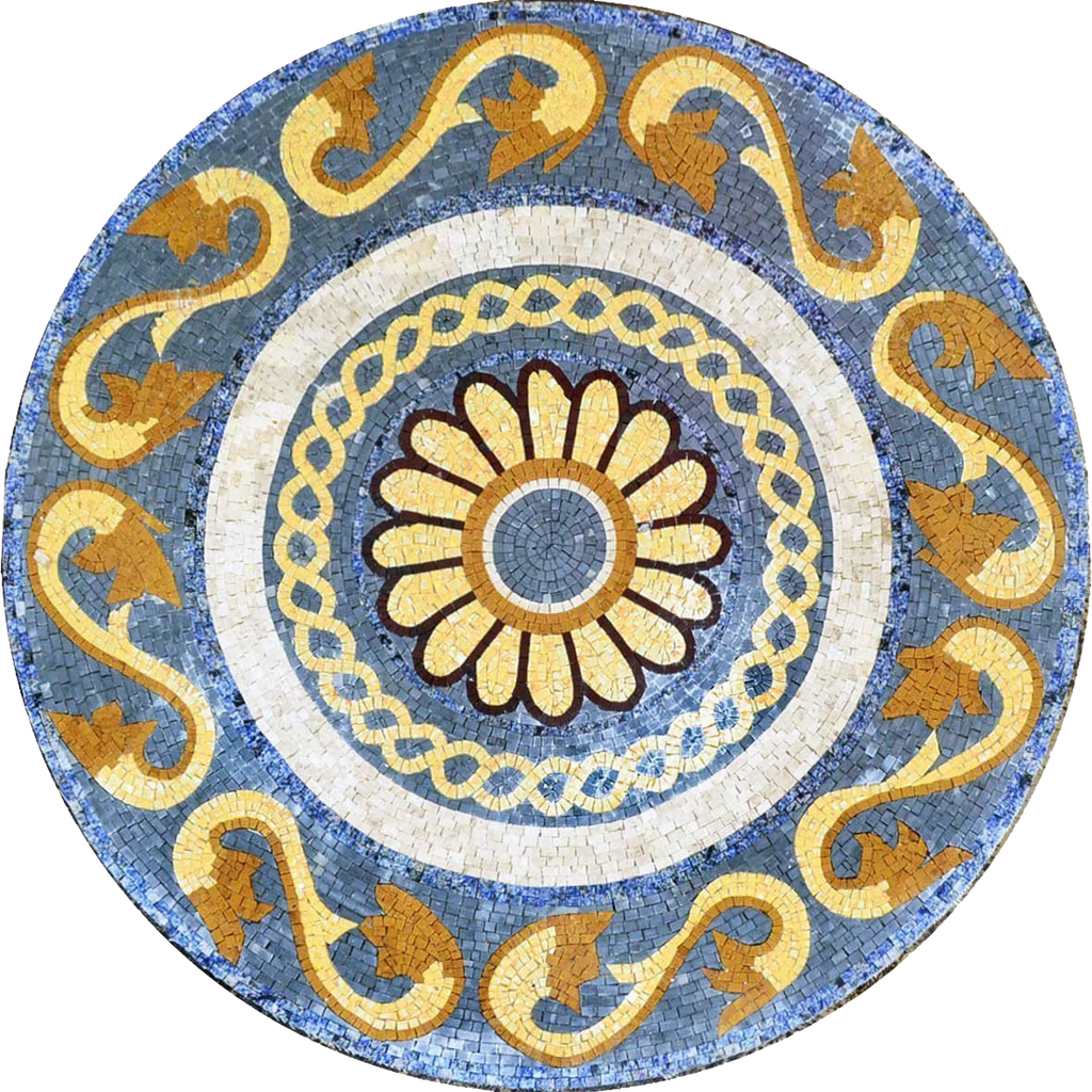 Mosaico redondo de flores romanas - Caio