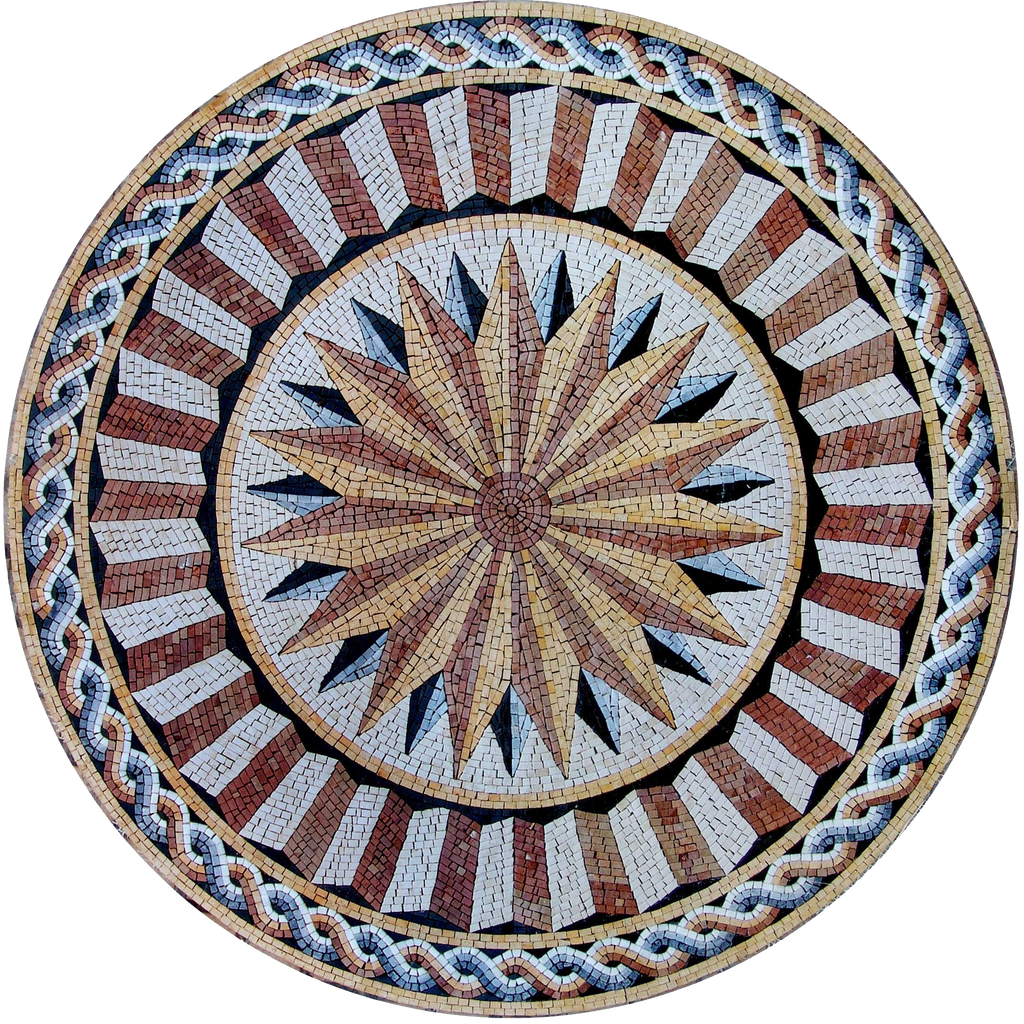 Mosaico redondo de mármol Starburst - Nova II