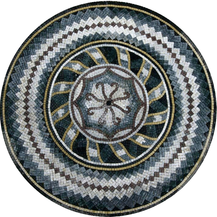 Medalhão de arte em mosaico de pedra - outubro