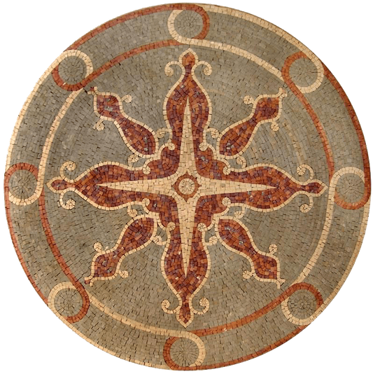 Sun Compass Mosaic Art Medallion - Sura I