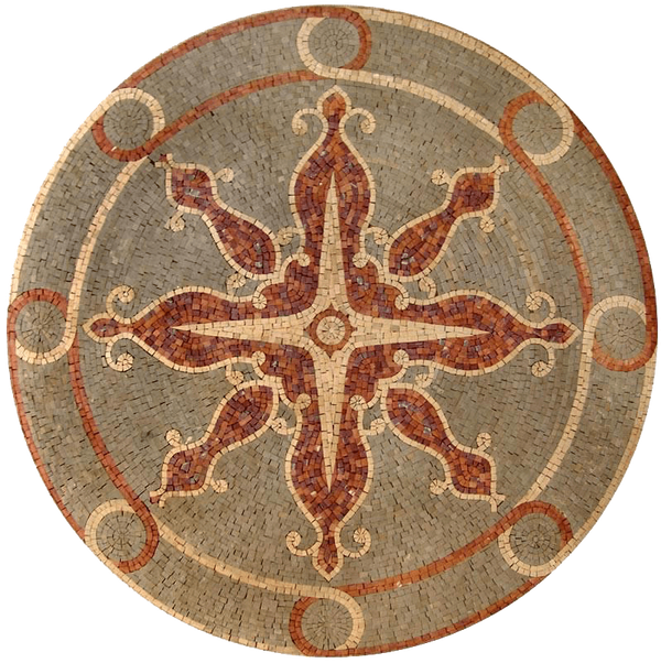 Sun Compass Mosaic Art Medallion - Sura I