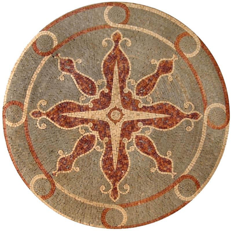 Sun Compass Mosaic Art Medallion - Sura I