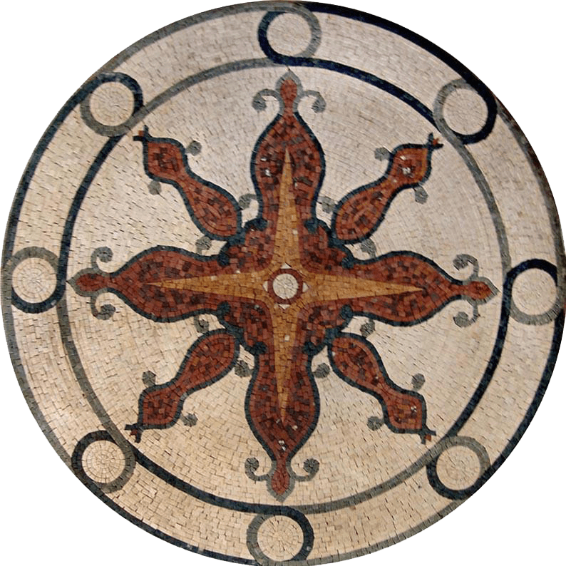 Sun Compass Mosaic Art Medallion - Sura