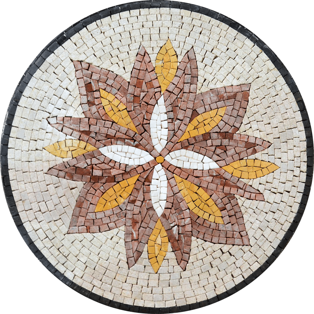Flor Tricolor em Mosaico Medalhão