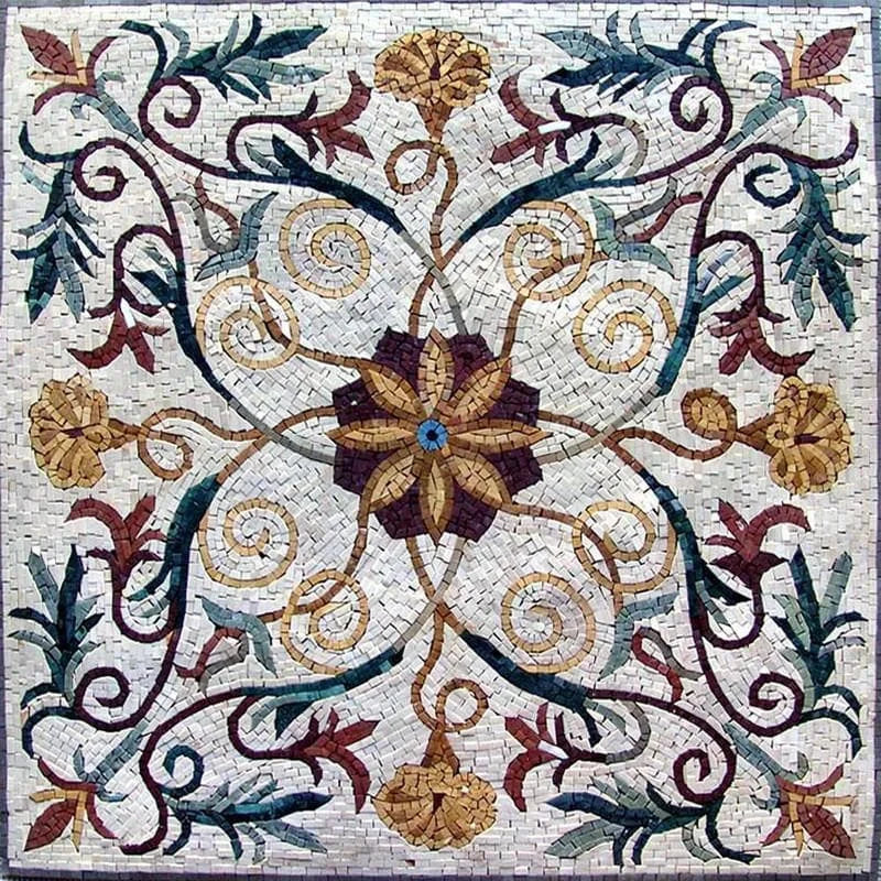 Arte del mosaico de flores y enredaderas de Saniya