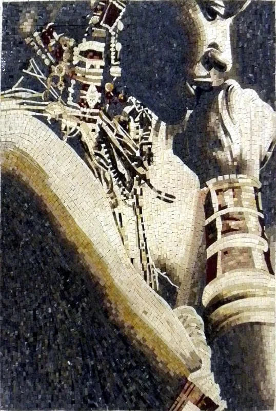 Mural de pared con mosaico de mujer africana