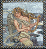 Anjo com um mosaico de pedra de lira