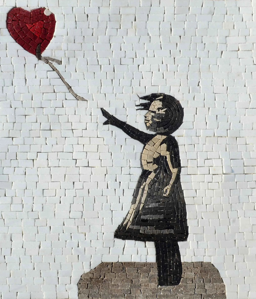 Menina com um balão - reprodução do mosaico de Banksy