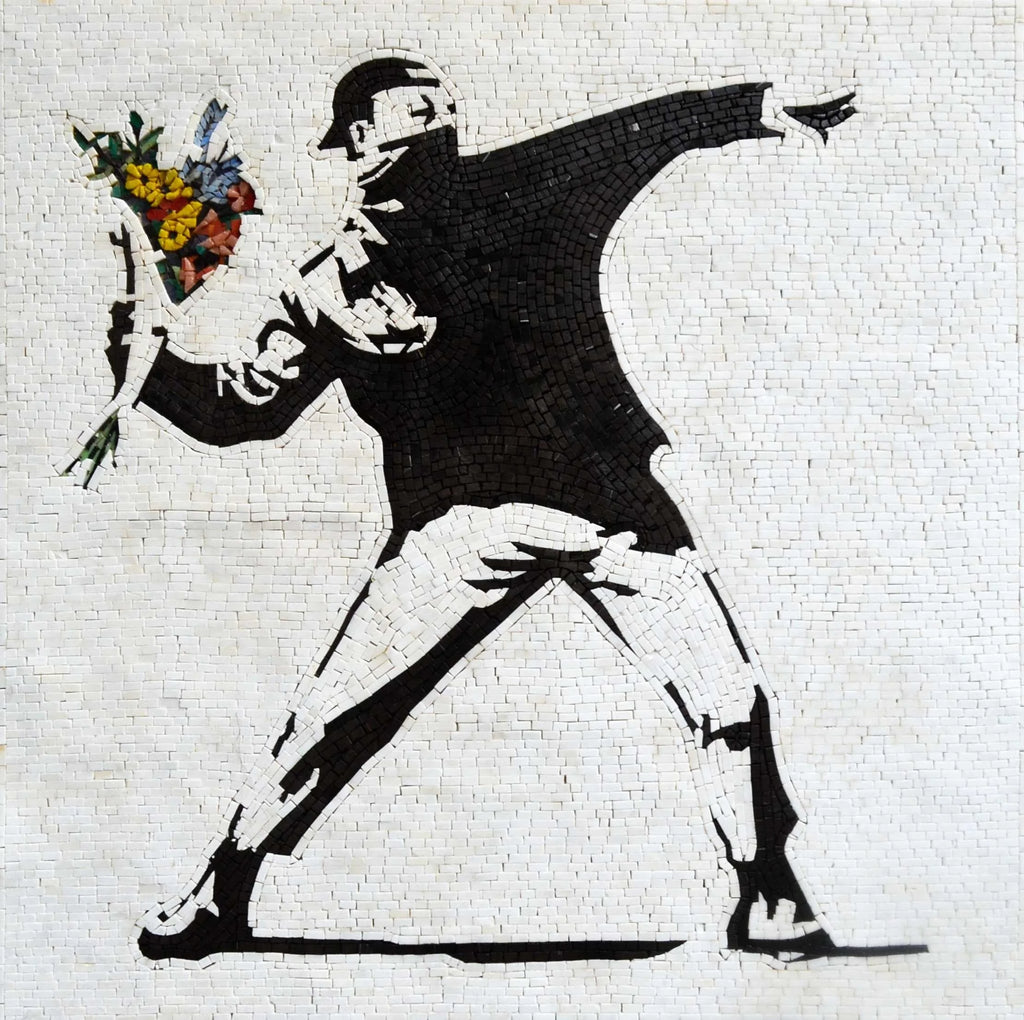 Banksy O Atirador de Flores Mosaico