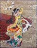 Peinture murale en mosaïque de marbre Geisha japonaise dansante