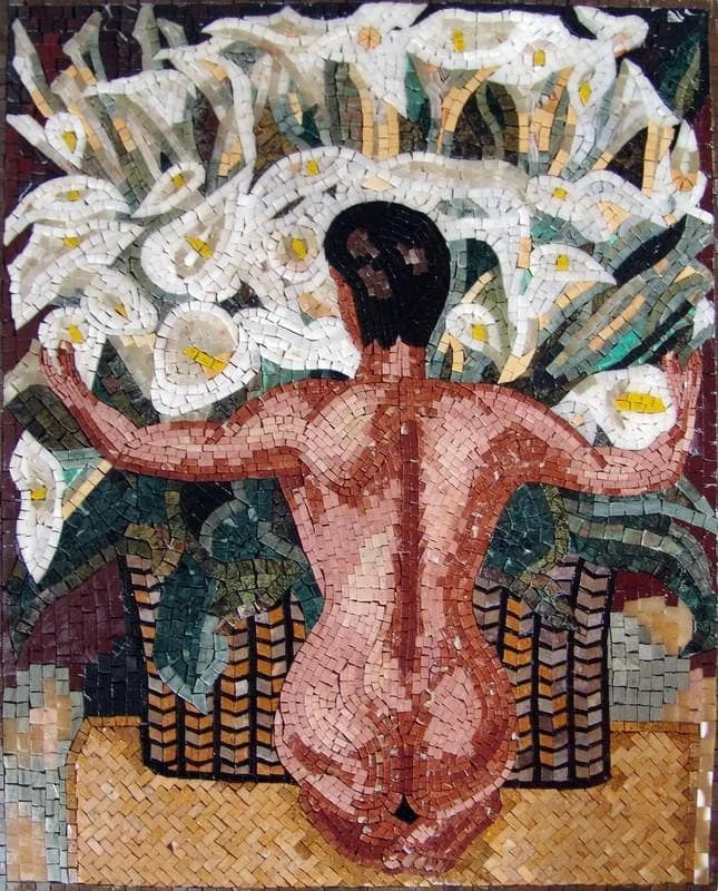 Diego Rivera Nu avec Lys Calla - Reproduction Mosaïque