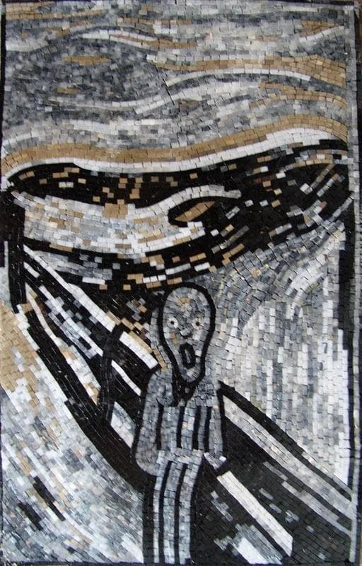 Edvard Munch Scream - Mosaïque noire et blanche