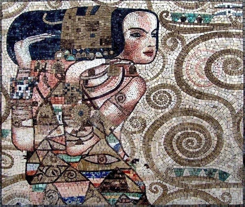 Gustav Klimt - Aspettativa - Riproduzione in mosaico