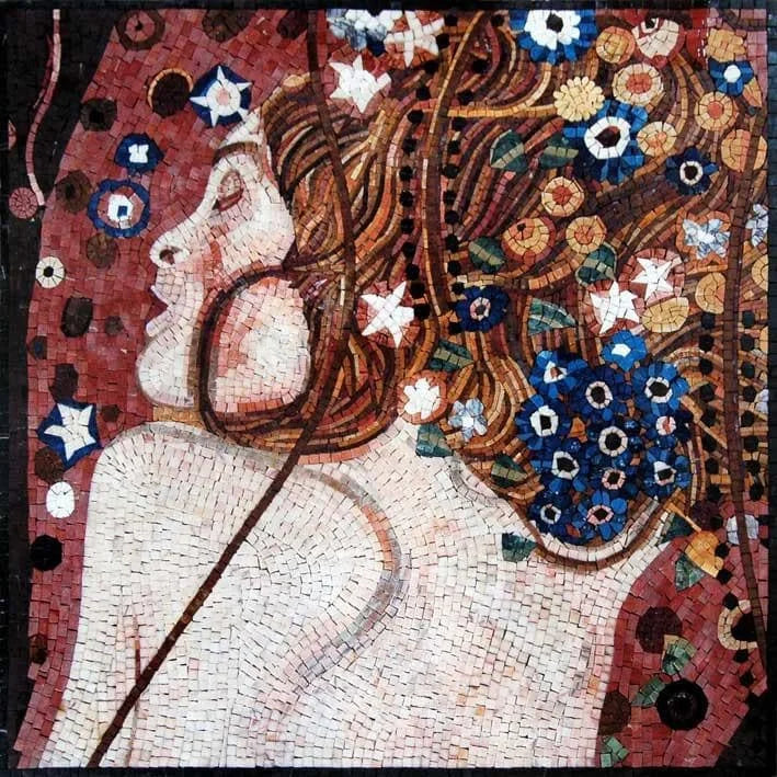 Serpente Marinha Gustav Klimt - Reprodução em Mosaico