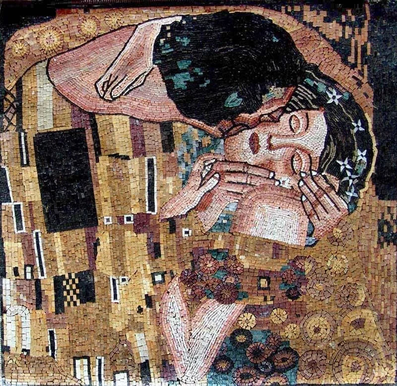 Gustav Klimt El beso - Reproducción en mosaico