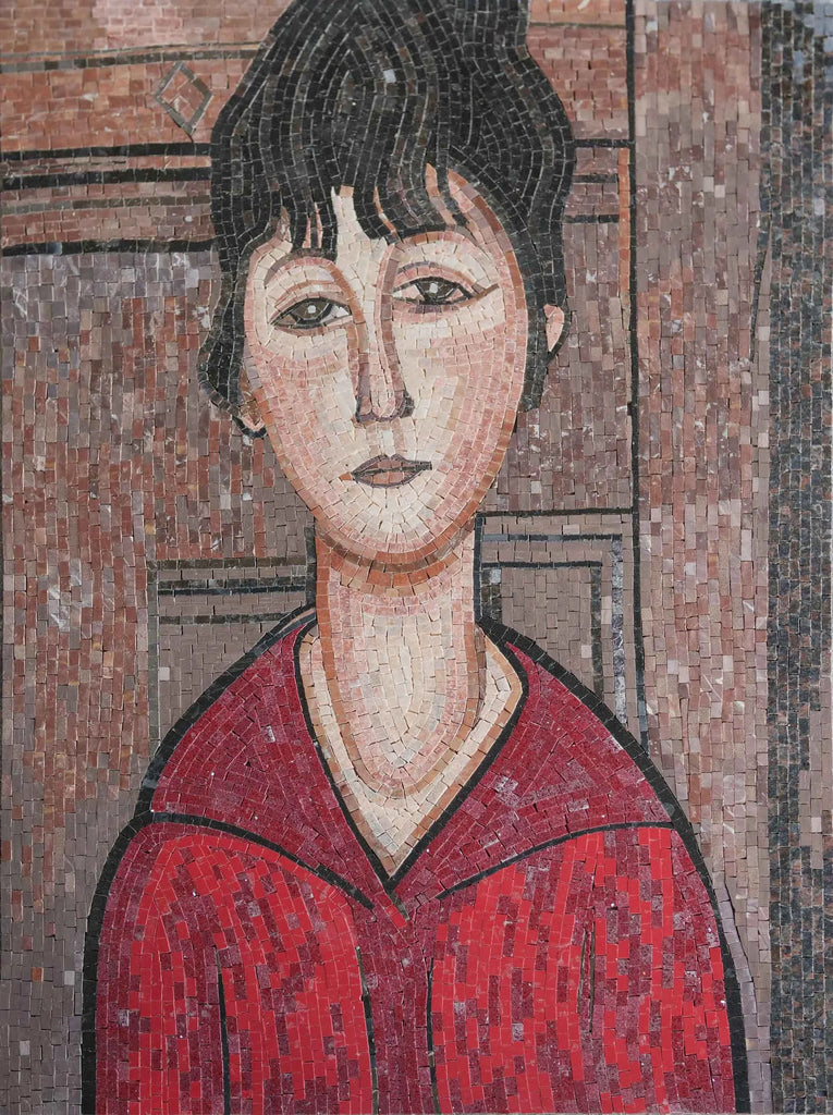 Cabeza de una joven - Reproducción en mosaico de Amedeo Modigliani