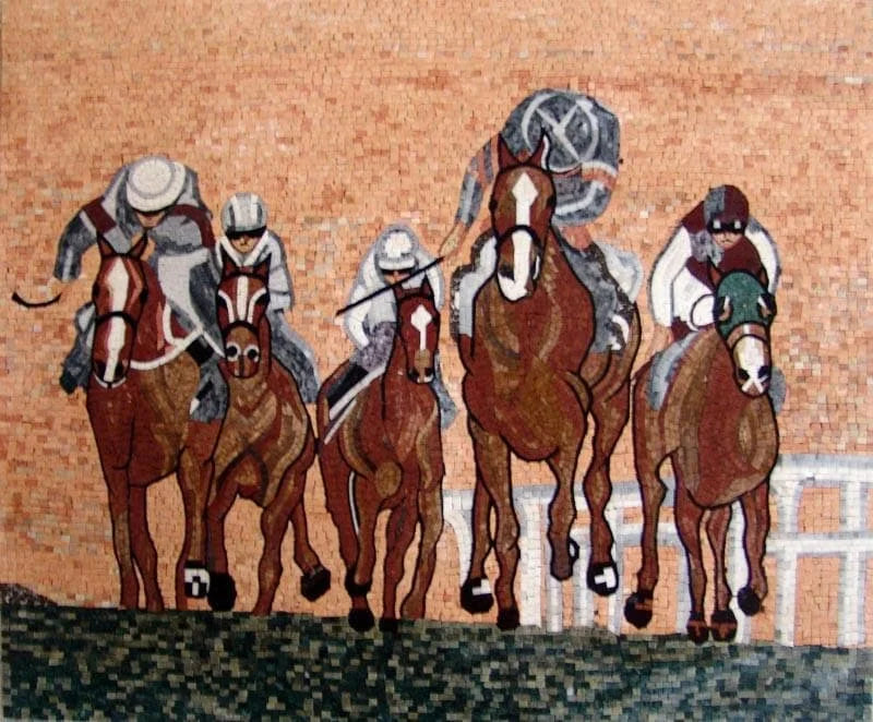 Arte em mosaico de equitação