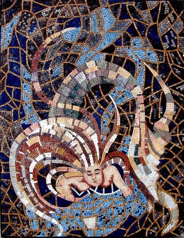 Obra de mosaico de Medusa pacífica