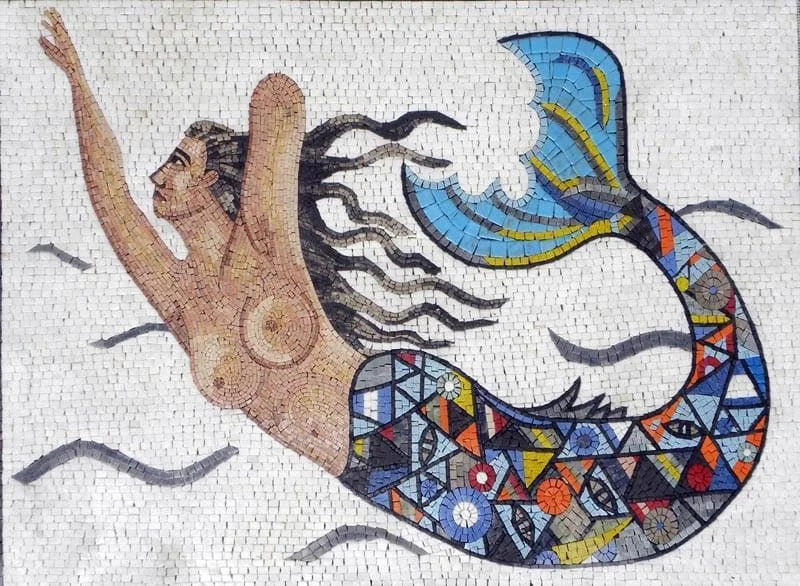 Mural Mosaico Sirena Colorido