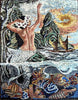 Peinture murale en mosaïque de scène de sirène