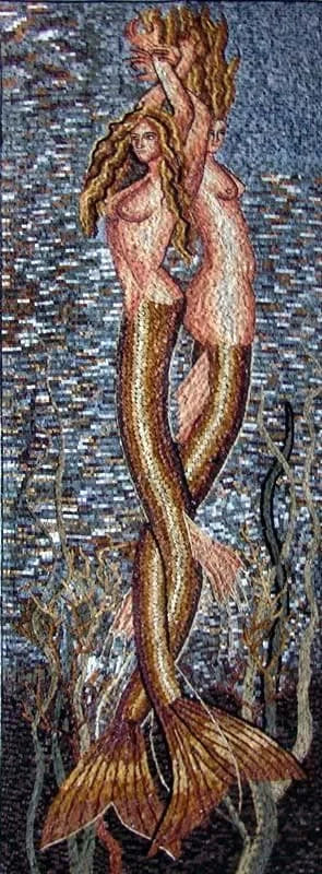 Мозаика ручной работы из камня русалки