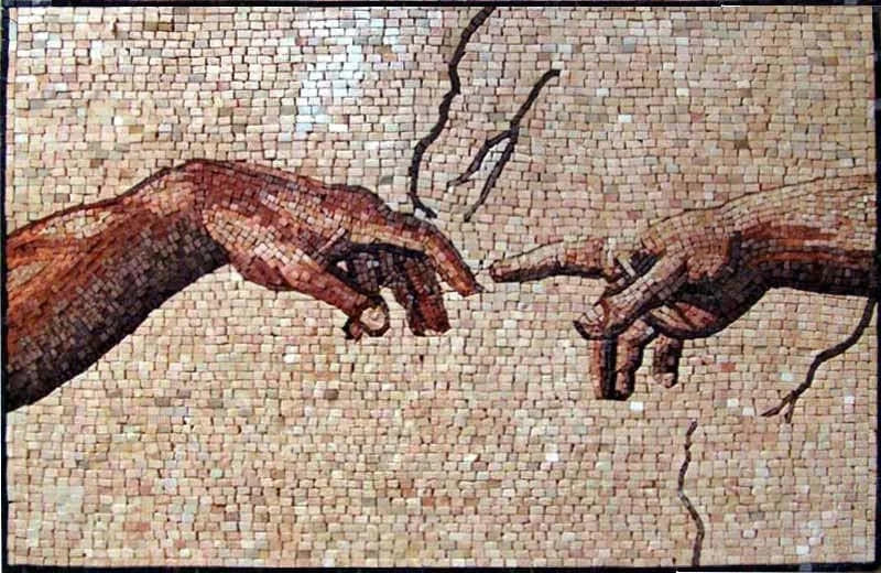 Michelangelo Creation of Adam - Mosaic Reproduction