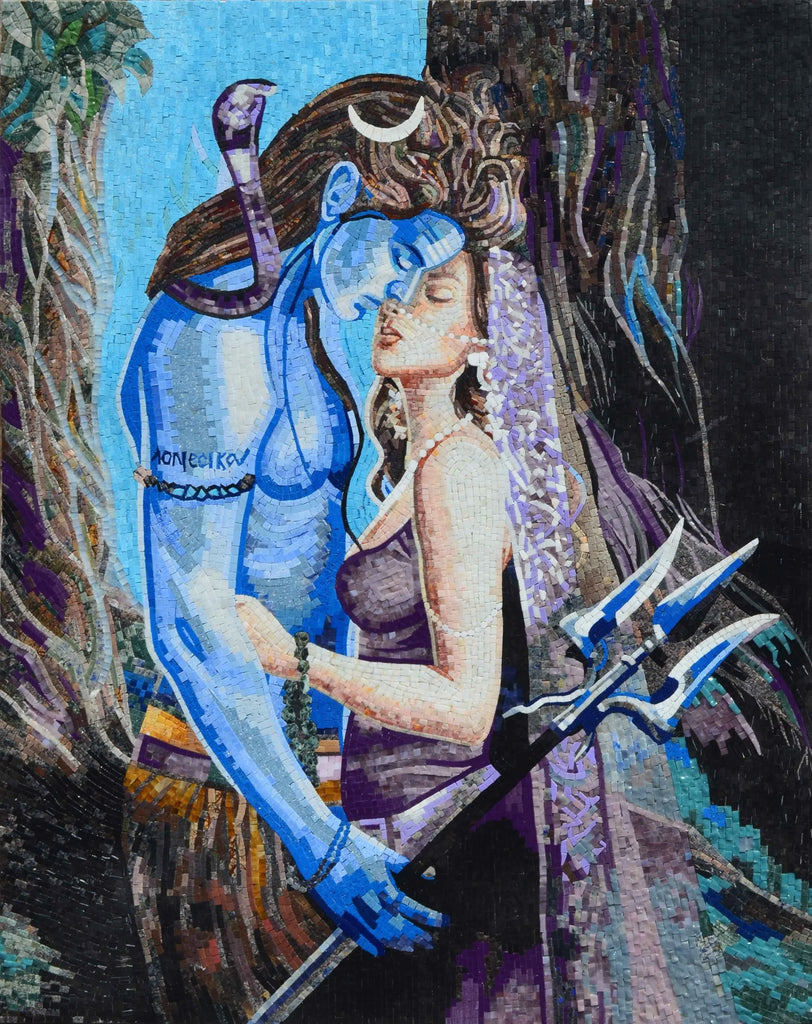 Arte do mosaico - Lord Shiva e Shakti