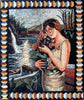 Arte mosaico de sirena y flores