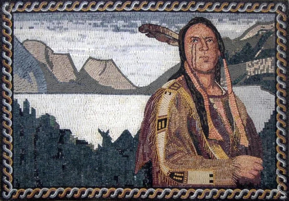 Native American Mosaic Art Portrait