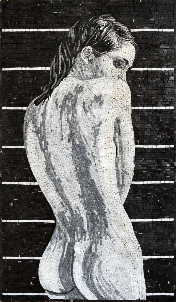 Mural de mosaico de mármol de mujer desnuda decorativo