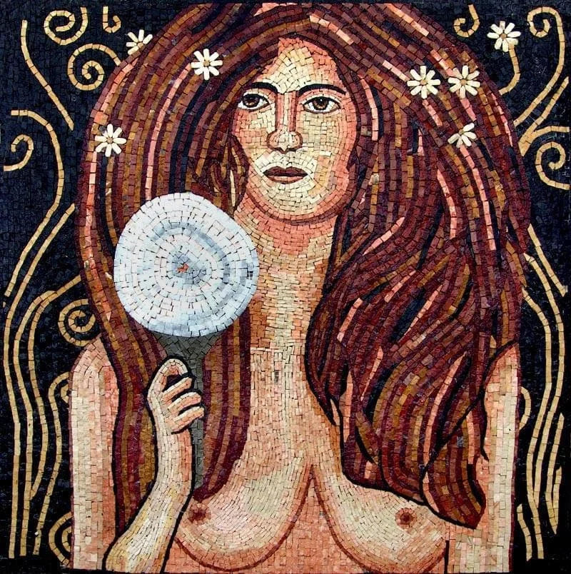 Nuda Veritas de Gustav Klimt Reproducción de mosaico de mármol
