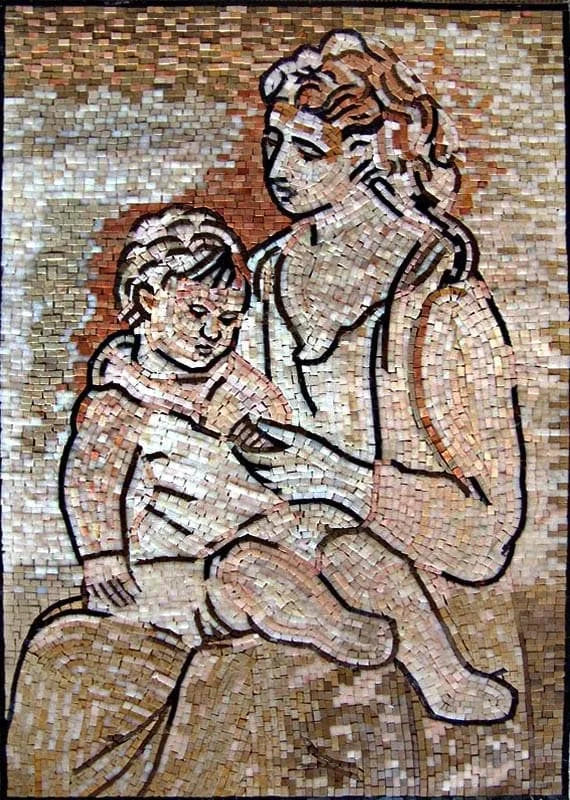 Pablo Picasso Madre e bambino - Riproduzione in mosaico