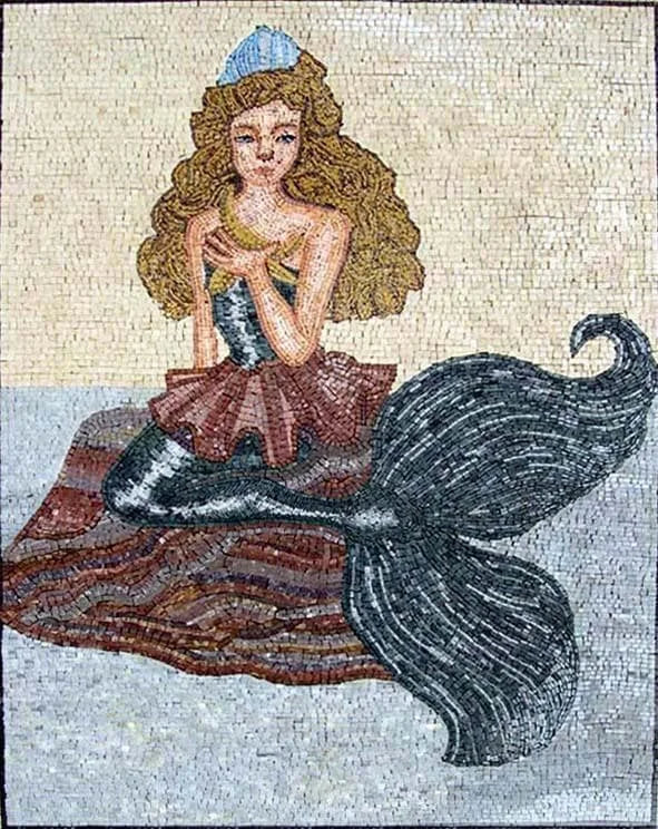 Azulejos de arte em mosaico princesa sereia