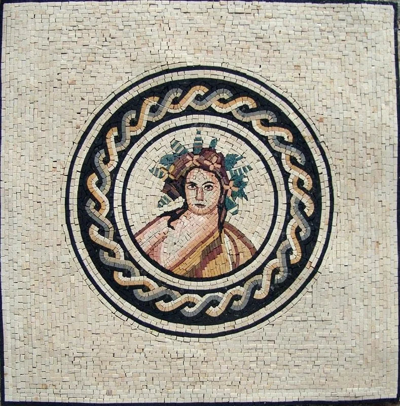 Conception de mosaïque de médaillon de déesse romaine