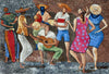 Mural de mosaico de mármol de bailarines de samba