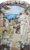 Estátua no Mural de Mosaico de Mármore da Entrada da Vila