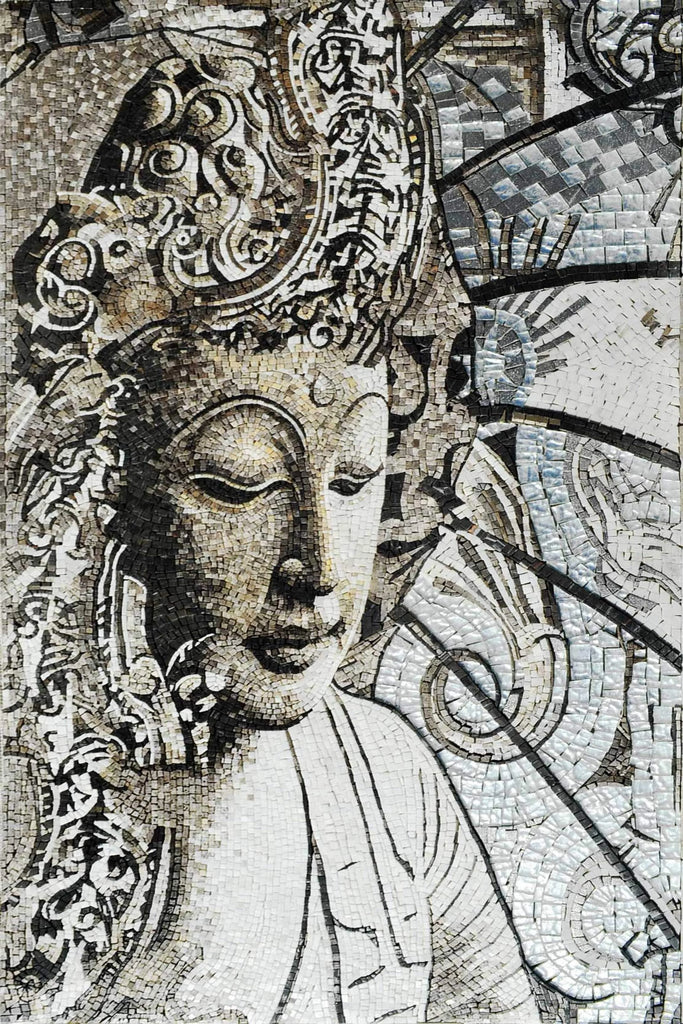 Mural de mosaico de mármol de la diosa india Tara