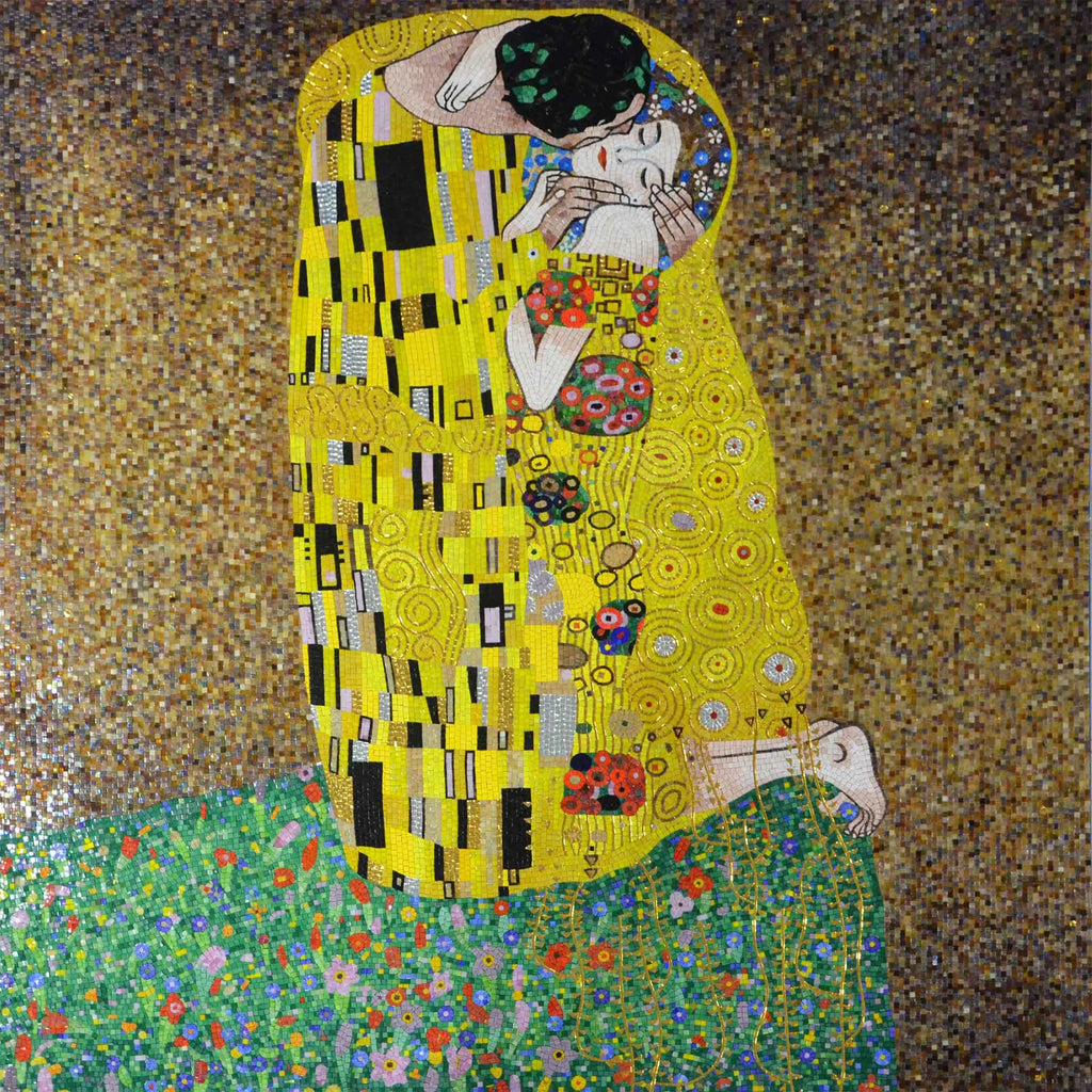 Der Kuss von Gustav Klimt Mosaik-Reproduktion – Mosaikkunst