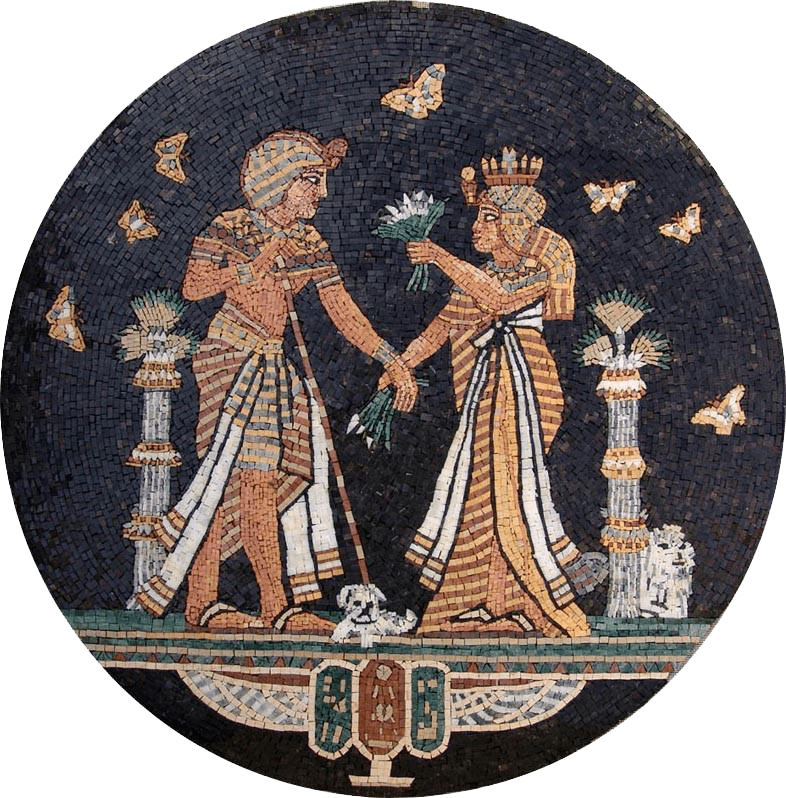 Los medallones de mosaico de mármol de los faraones