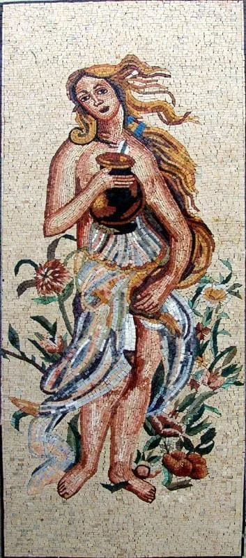 Mosaico de mármol de mujer